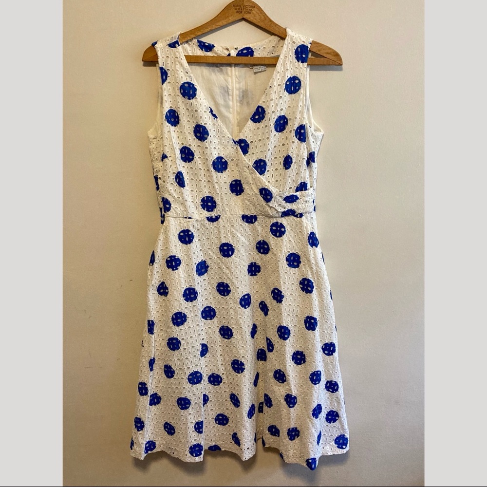 Boden eyelet blue and white midi dress size 12